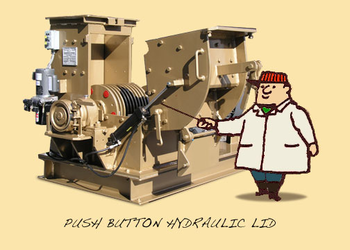 Push nutton for the hydraulic lid on the hammer mill